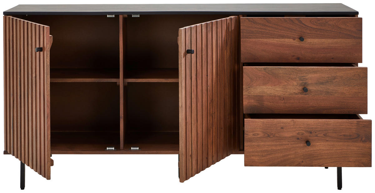 SIDEBOARD  in 170/85/40 cm  - Walnussfarben/Schwarz, LIFESTYLE, Holz/Holzwerkstoff (170/85/40cm) - MID.YOU