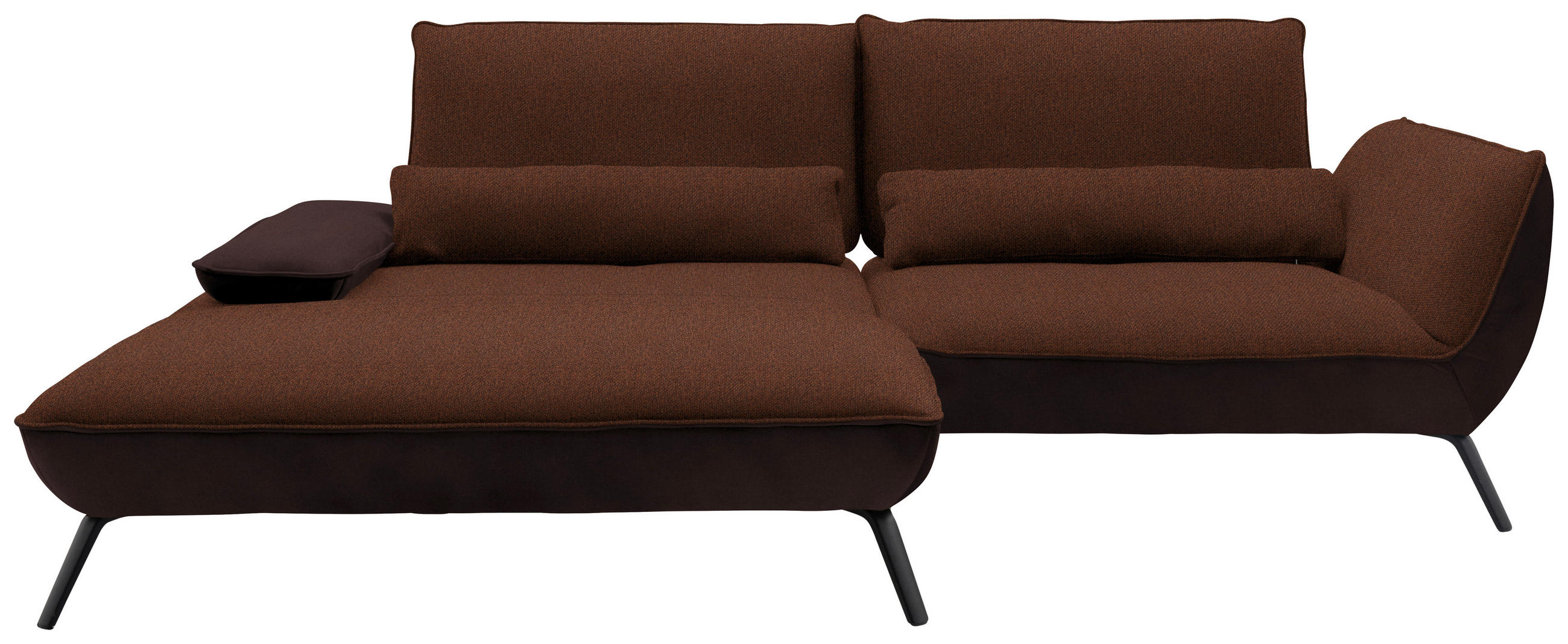ECKSOFA in Flachgewebe Kupferfarben  - Schwarz/Kupferfarben, Design, Textil/Metall (191/273cm) - Moderano