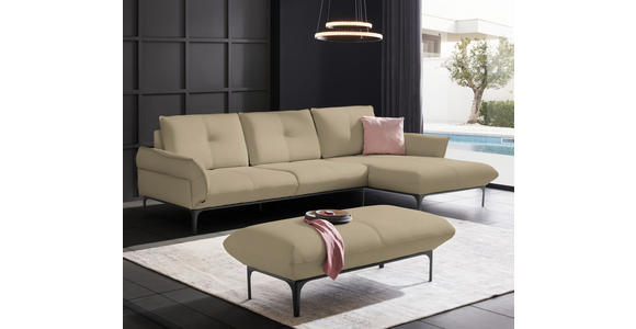 ECKSOFA in Echtleder Beige  - Beige/Schwarz, Design, Leder/Metall (319/182cm) - Valnatura