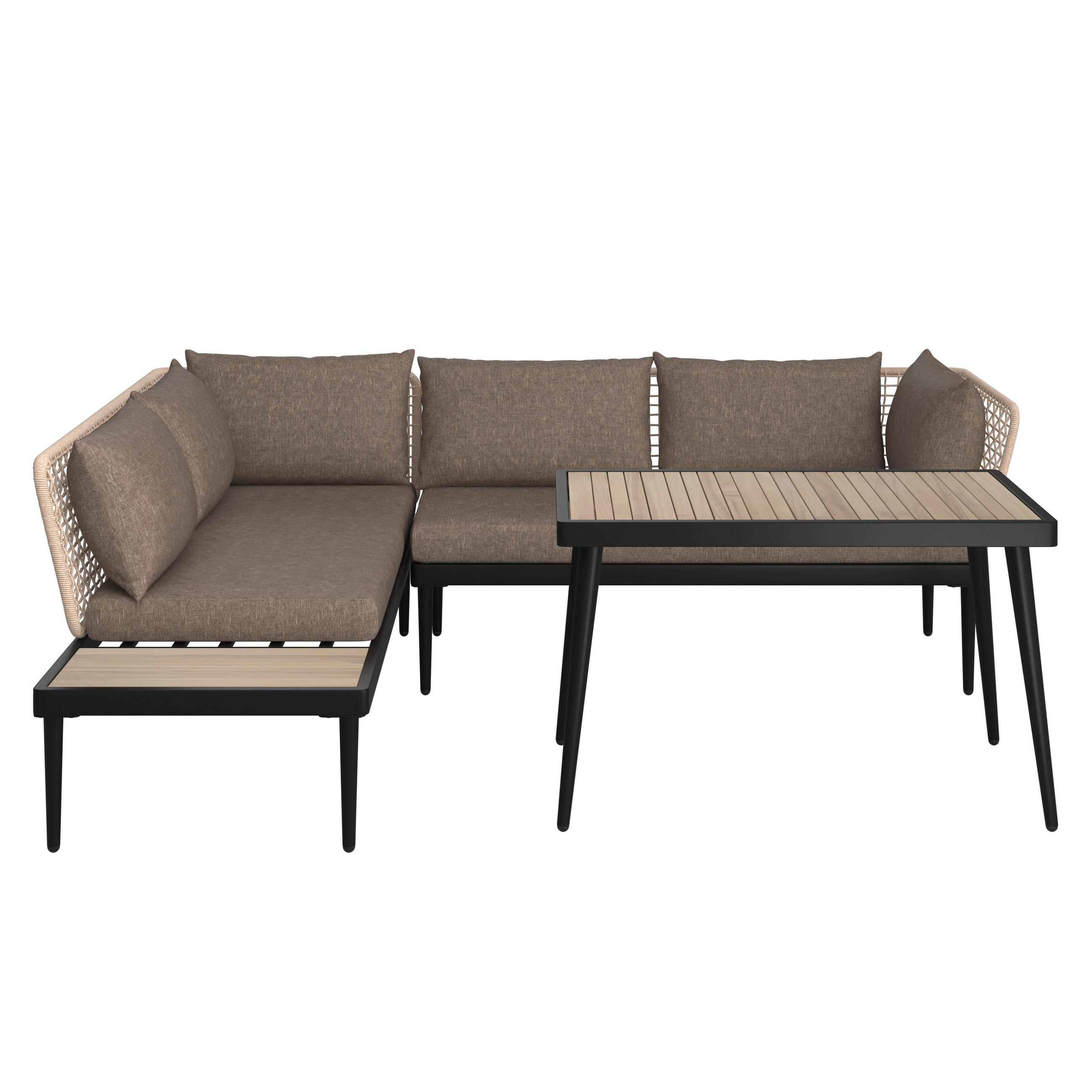 GARTENGARNITUR 186/227 cm Akazie massiv Stahl  - Schwarz/Grau, Konventionell, Holz/Metall (186/227cm) - Ambia Garden