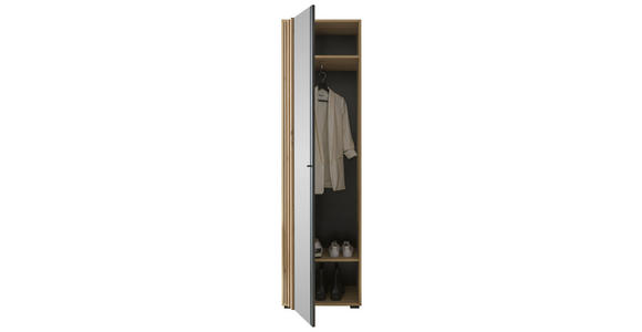 GARDEROBENSCHRANK 57/195/38 cm  - Schwarz/Eiche Artisan, Design, Glas/Holzwerkstoff (57/195/38cm) - Carryhome