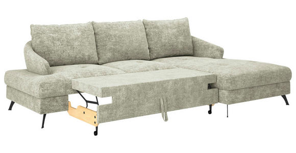 ECKSOFA in Webstoff Hellgrün  - Schwarz/Hellgrün, KONVENTIONELL, Textil/Metall (293/183cm) - Carryhome