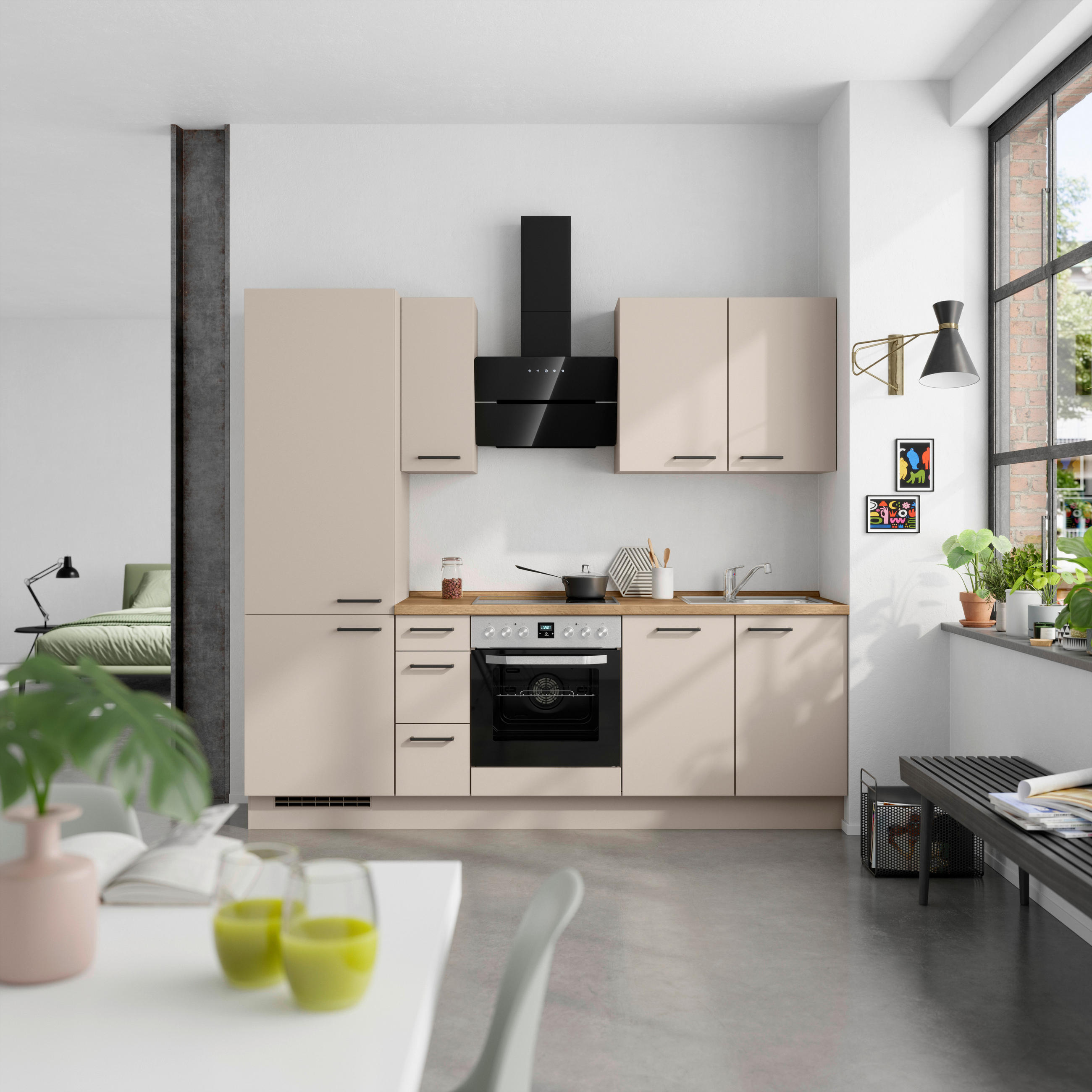 KÜCHENLEERBLOCK Easytouch 240 cm  in Eichefarben, Sandfarben  - Sandfarben/Eichefarben, MODERN, Holzwerkstoff/Metall (240cm) - Nobilia