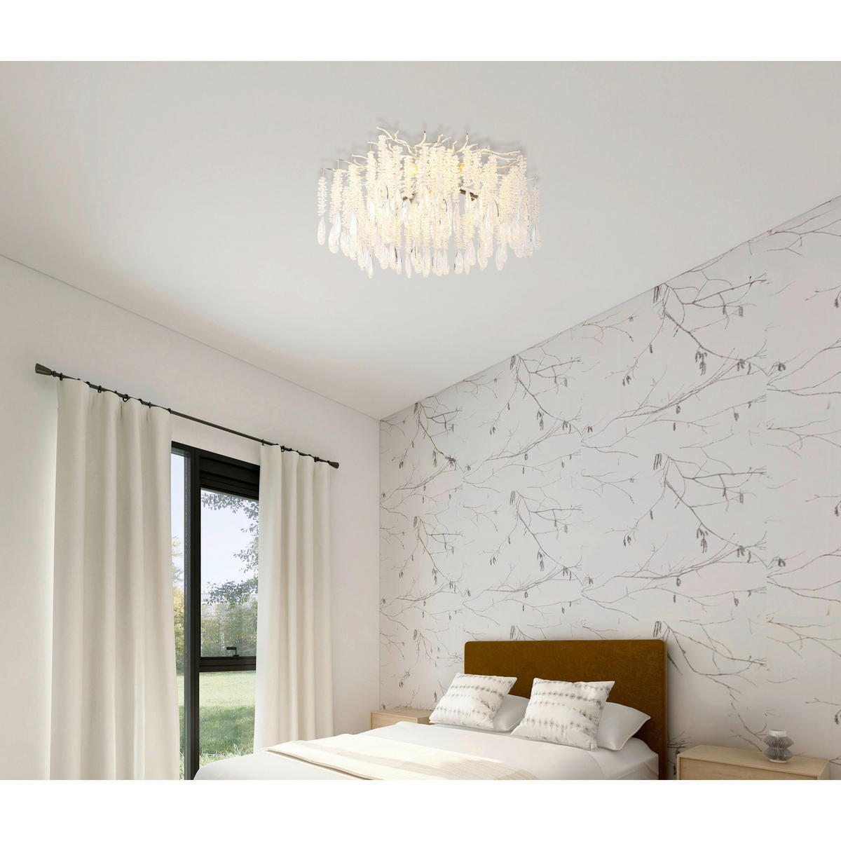 DECKENLEUCHTE  60/45 cm    - Klar/Silberfarben, KONVENTIONELL, Glas/Metall (60/45cm) - Globo