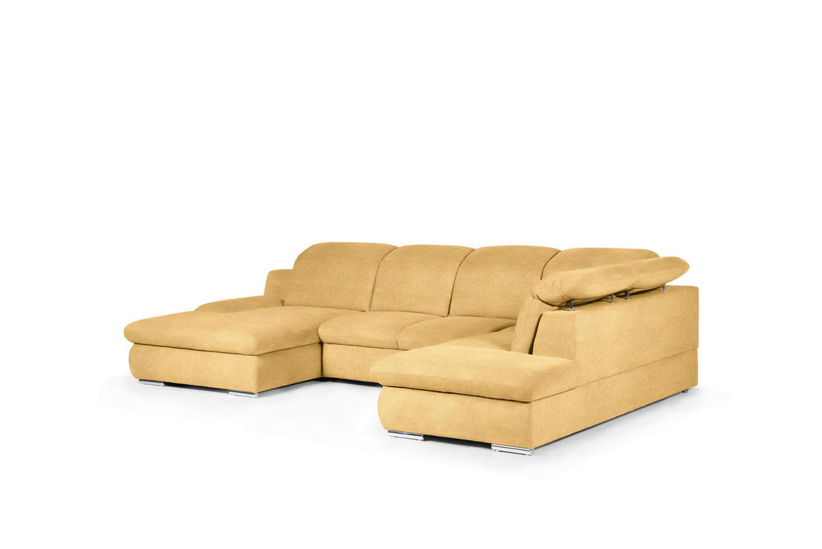 WOHNLANDSCHAFT in Chenille Gelb  - Chromfarben/Gelb, Design, Textil/Metall (165/353/212cm) - Livetastic