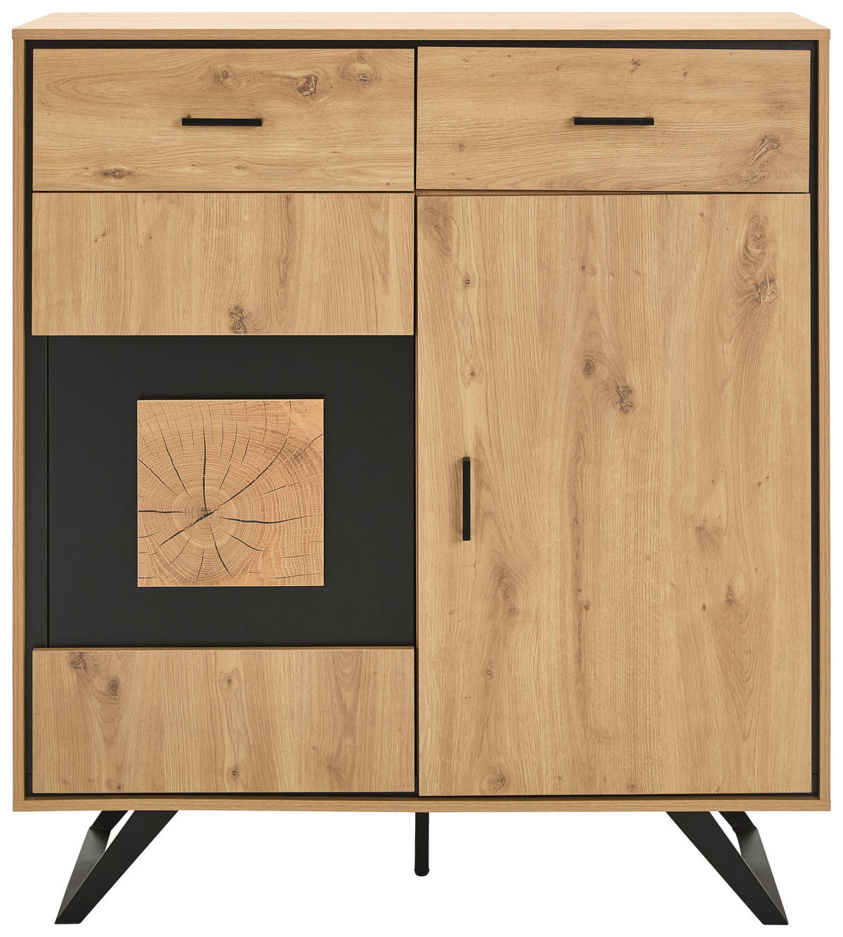 HIGHBOARD  in 110/121/40 cm  - Eichefarben/Schwarz, LIFESTYLE, Holzwerkstoff/Metall (110/121/40cm) - Xora