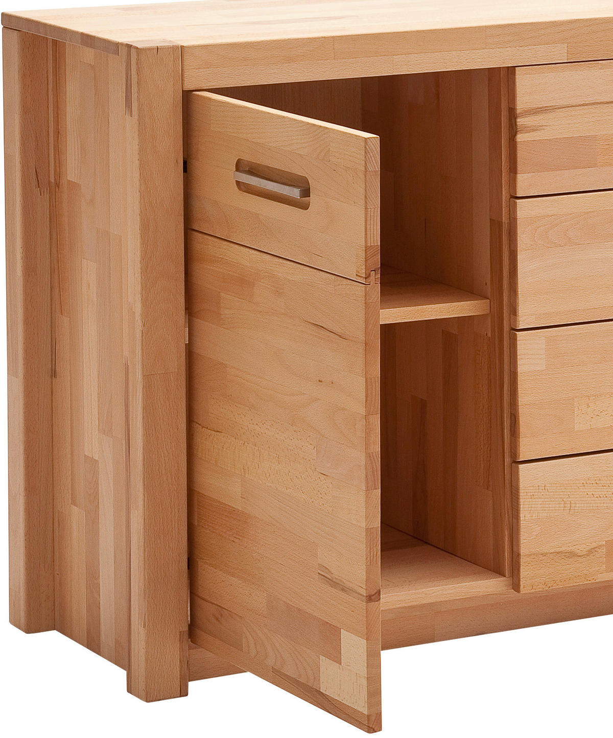 SIDEBOARD 163/78/40 cm  in Buchefarben  - Buchefarben/Alufarben, Design, Holz/Metall (163/78/40cm) - MID.YOU
