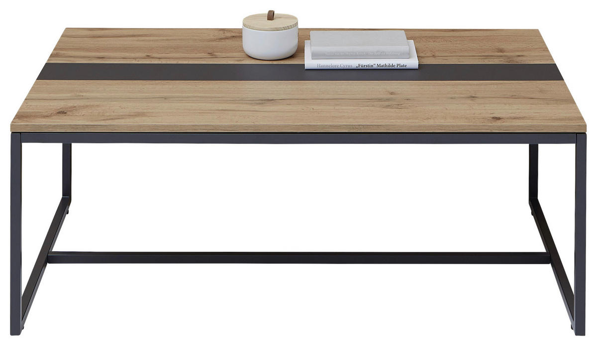 COUCHTISCH in Holzwerkstoff 110/70/42,4 cm  - Eichefarben/Schwarz, Design, Holzwerkstoff/Metall (110/70/42,4cm) - Hom`in