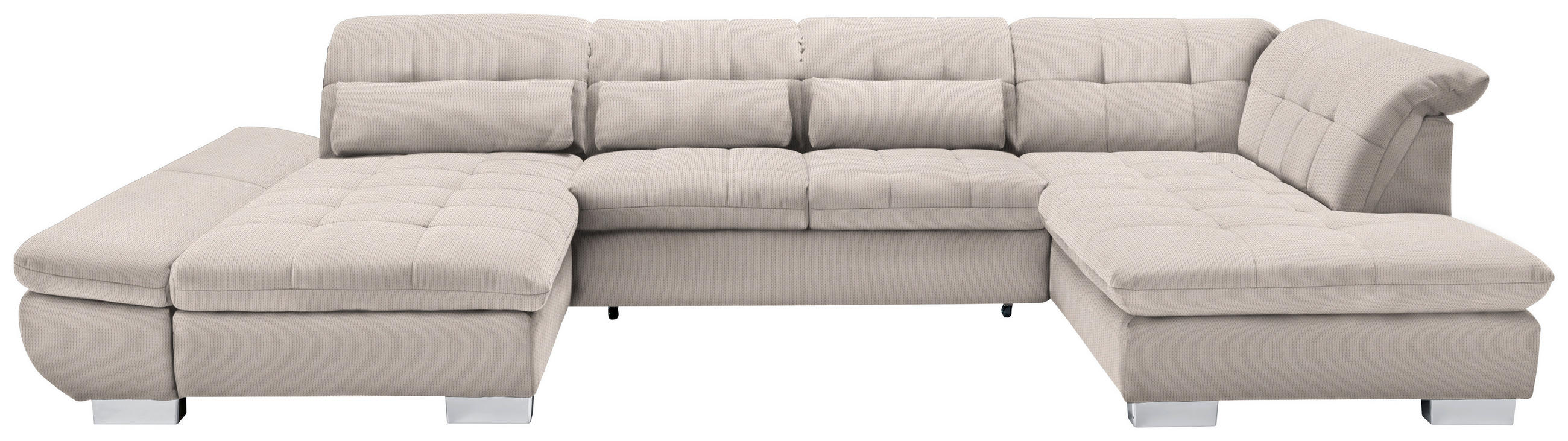 WOHNLANDSCHAFT Mikrofaser Ecru  - Chromfarben/Ecru, Design, Kunststoff/Textil (204/350/211cm) - Xora