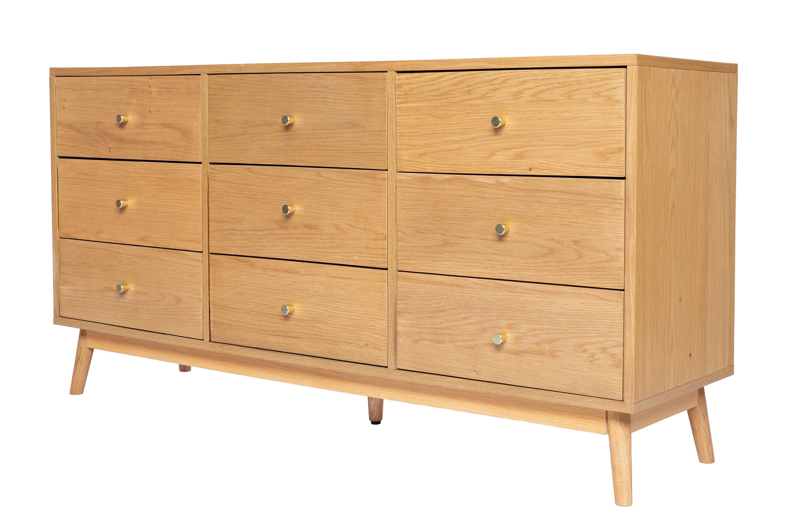 KOMMODE , 148/74/40 cm, 9 Schublade(n)  - Messingfarben/Naturfarben, Design, Holz/Holzwerkstoff (148/74/40cm) - Livetastic