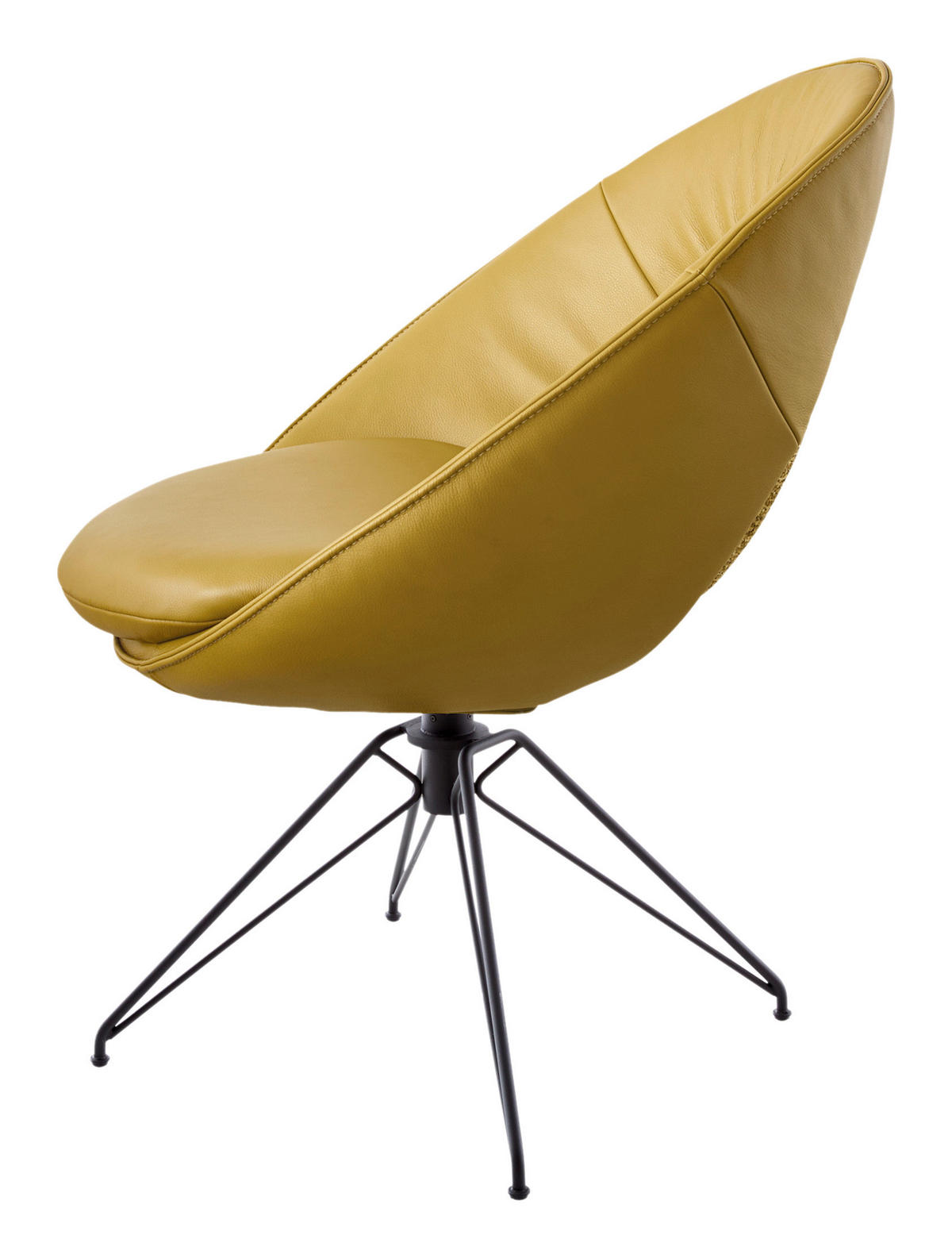STUHL Echtleder Senfgelb  - Beige/Senfgelb, Design, Leder/Textil (67/86/67cm) - Koinor