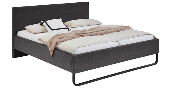 POLSTERBETT Grau 180/200 cm - Schwarz/Grau, Basics, Textil/Metall (180/200cm) - Xora