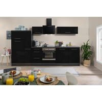 KÜCHENBLOCK 310 cm   in Schwarz, Eichefarben  - Edelstahlfarben/Eichefarben, Basics, Holzwerkstoff/Metall (310cm) - Respekta