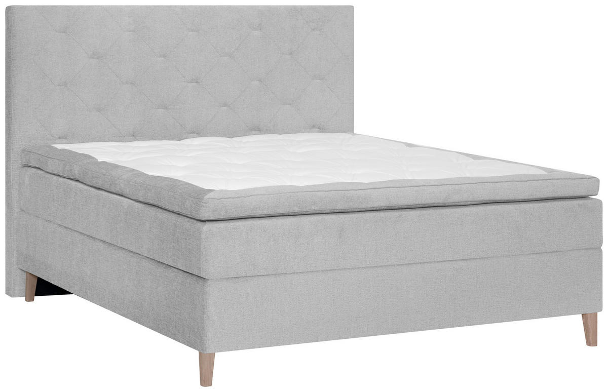 BOXSPRINGBETT 120/200 cm  in Grau  - Eichefarben/Grau, Konventionell, Holz/Textil (120/200cm) - Welnova