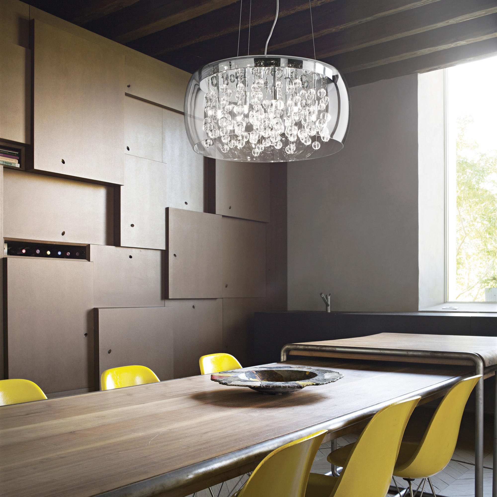 LED-HÄNGELEUCHTE 50/45\220 cm  - Chromfarben/Transparent, KONVENTIONELL, Glas/Metall (50/45\220cm) - Ideal Lux