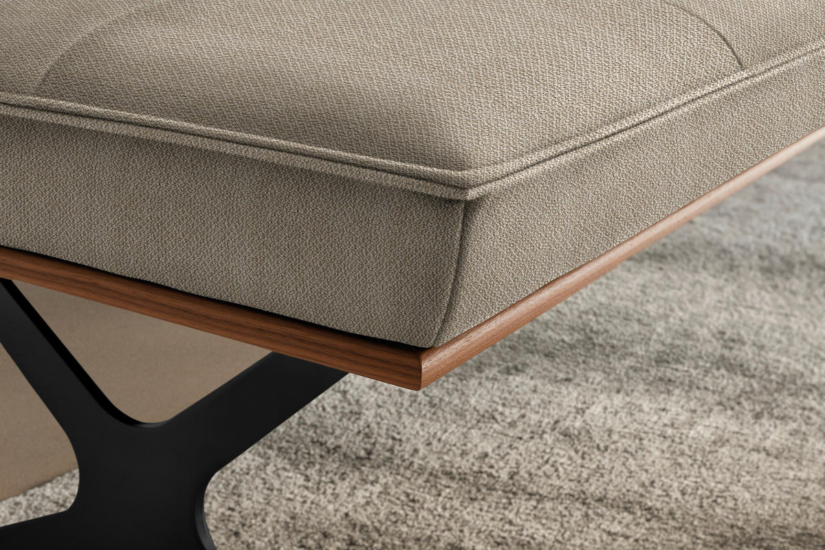 SITZBANK in Holz, Textil Schwarz, Nussbaumfarben, Beige  - Beige/Nussbaumfarben, Design, Holz/Textil (214/88/66cm) - Koinor