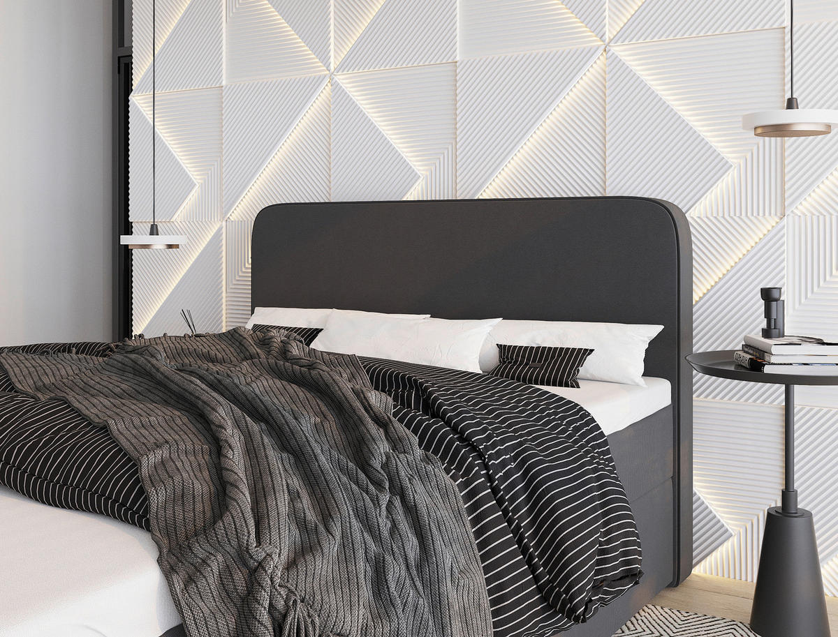 PAT TIP BOXSPRING FĂRĂ ARCURI 140/200 cm  antracit  - culoare natur/antracit, Modern, plastic/lemn (140/200cm) - MID.YOU