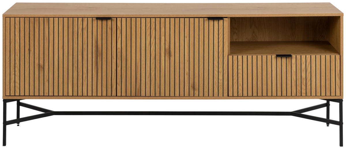 SIDEBOARD 180/70/40 cm  in Eichefarben  - Eichefarben/Schwarz, Design, Holzwerkstoff/Metall (180/70/40cm) - Livetastic