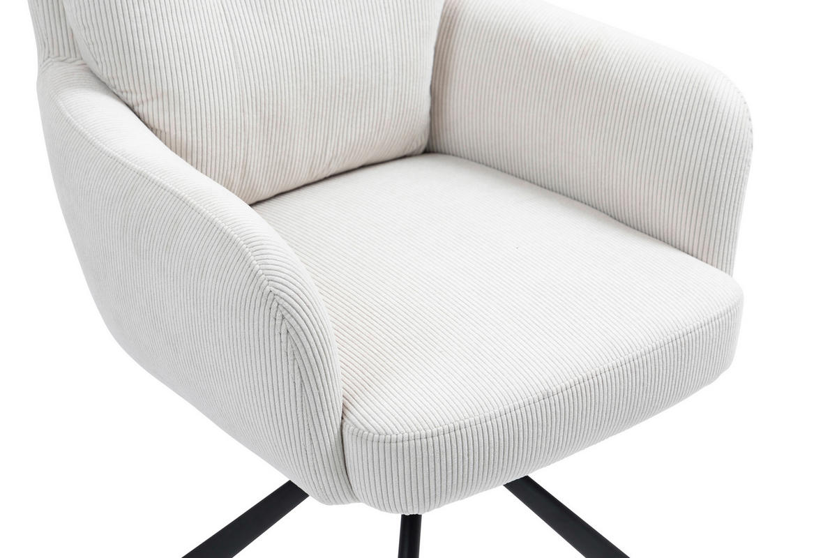 ARMLEHNSTUHL  in Eisen Cord  - Creme/Schwarz, KONVENTIONELL, Textil/Metall (60/95/67cm) - MID.YOU