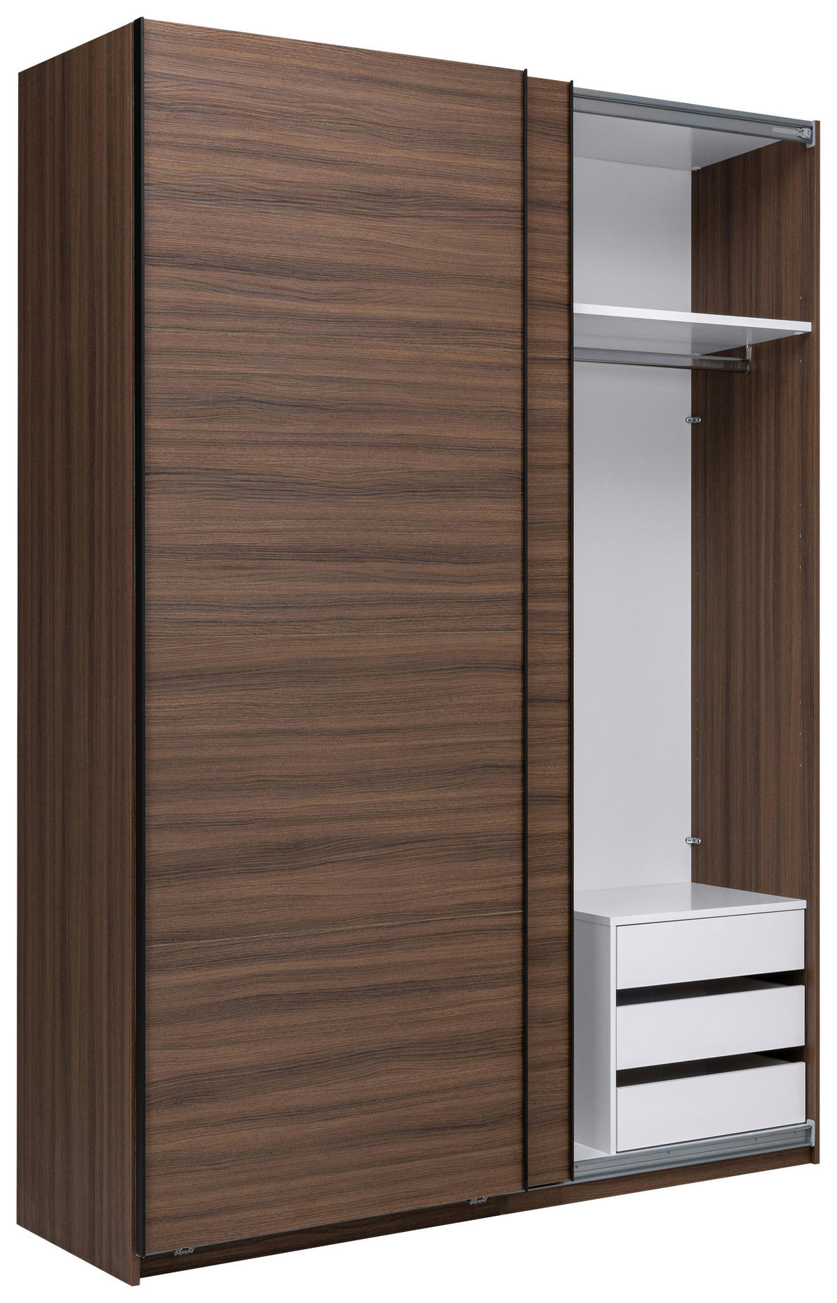 SCHIEBETÜRENSCHRANK 150/211,5/61,5 cm Walnussfarben  - Weiss/Walnussfarben, Modern, Holzwerkstoff/Metall (150/211,5/61,5cm) - MID.YOU