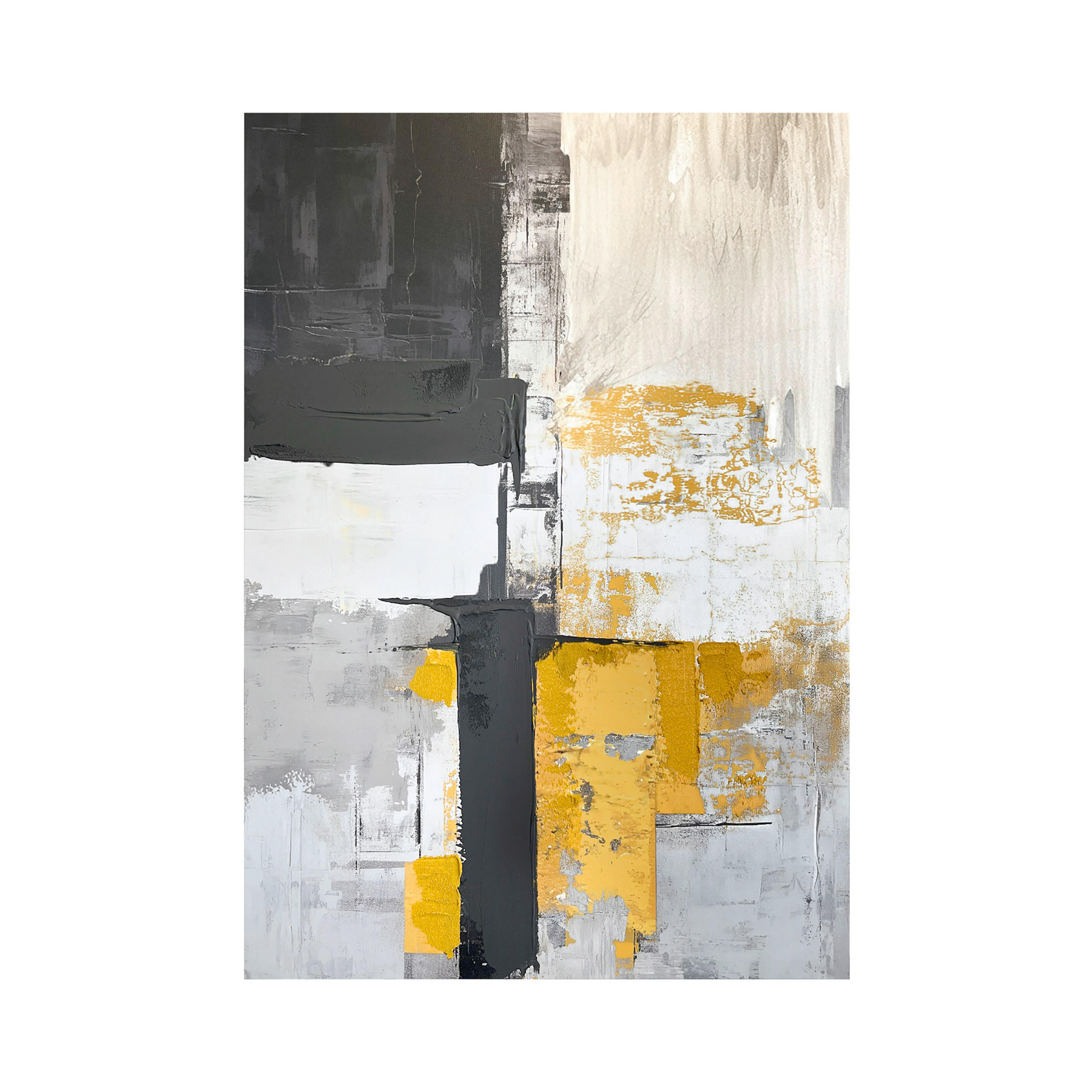 OBRAZ NA PLÁTNE, abstraktné, 70/100 cm  - sivá/biela, Design, kompozitné drevo/textil (70/100cm) - Monee