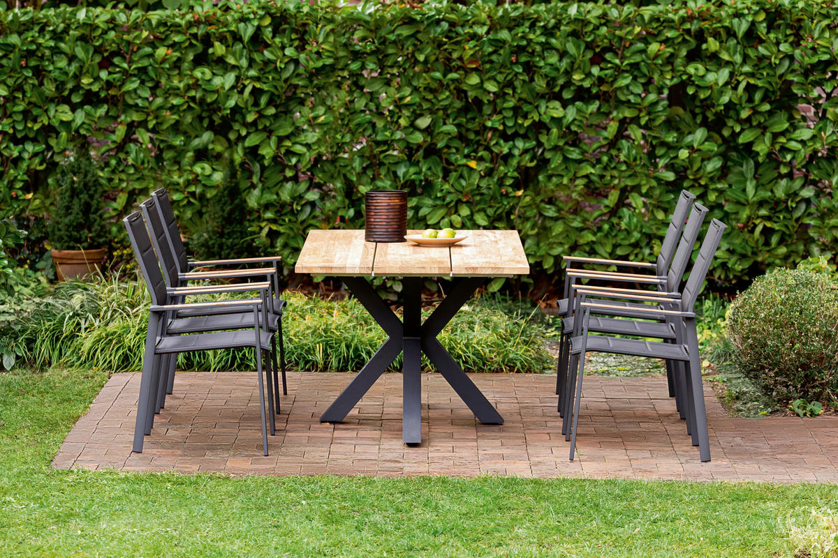 GARTENTISCH 200/95/76 cm Holz rechteckig  - Anthrazit/Naturfarben, Design, Holz/Metall (200/95/76cm)