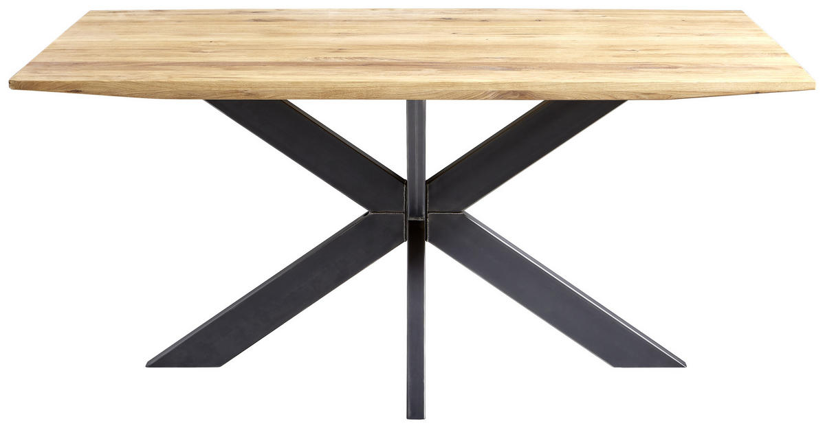 ESSTISCH in Holz 160/90/76 cm  - Eichefarben/Grau, Design, Holz/Metall (160/90/76cm) - Linea Natura