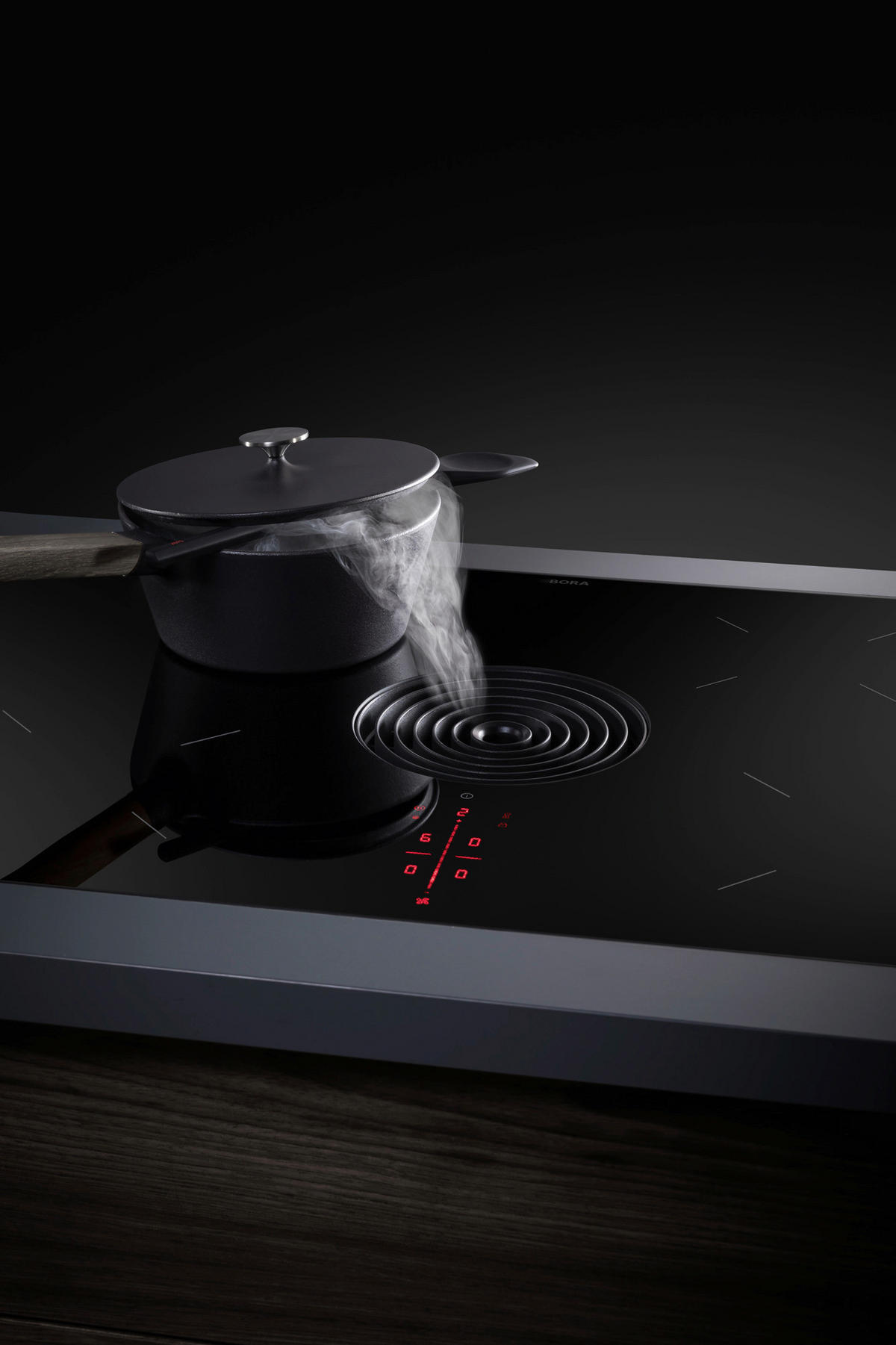 KOCHFELD-DUNSTABZUG-KOMBI Puru  - Schwarz, Basics, Glas/Metall (76/51,5cm) - Bora