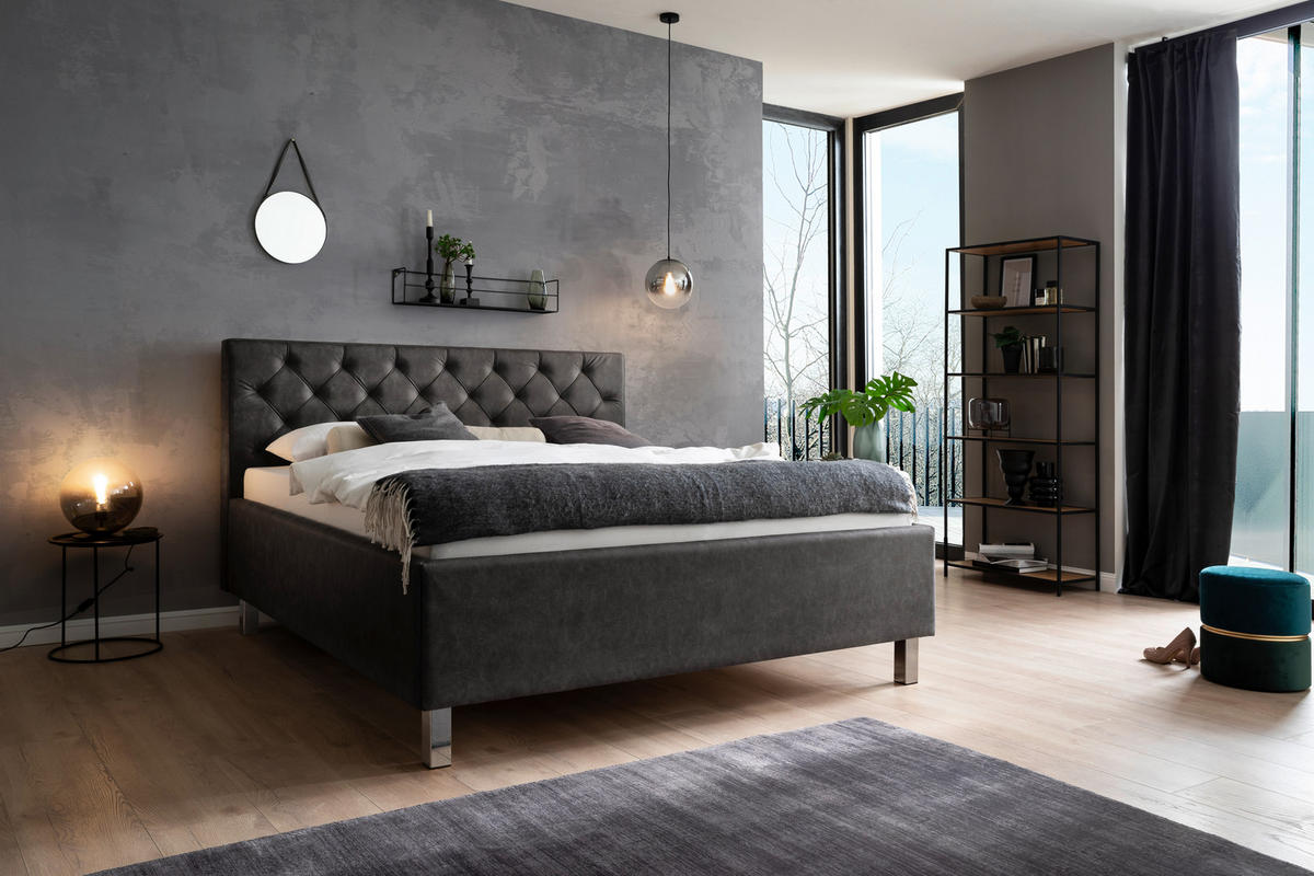 POLSTERBETT 180/200 cm  in Anthrazit  - Anthrazit, Modern, Holzwerkstoff/Textil (180/200cm) - Xora