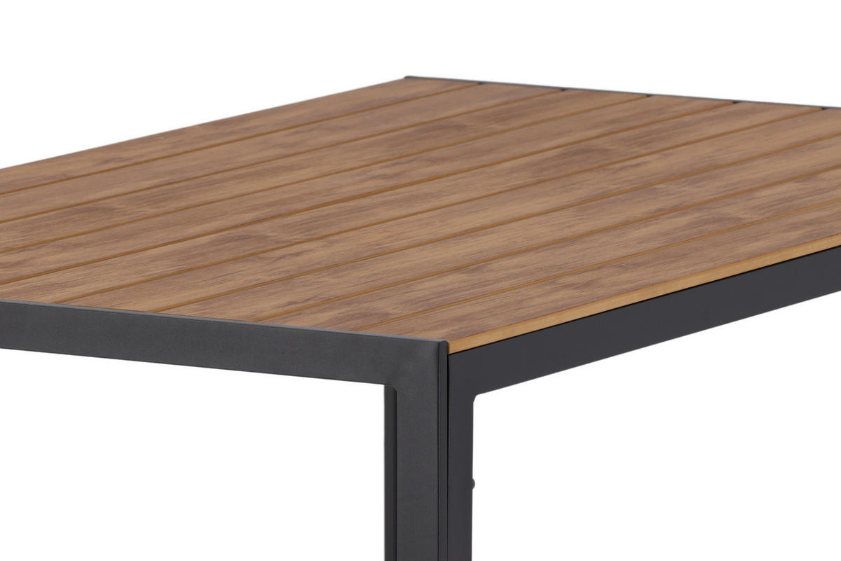 GARTENTISCH 150/90/75 cm Metall, Kunststoff rechteckig  - Schwarz/Naturfarben, KONVENTIONELL, Kunststoff/Metall (150/90/75cm) - Gardenson
