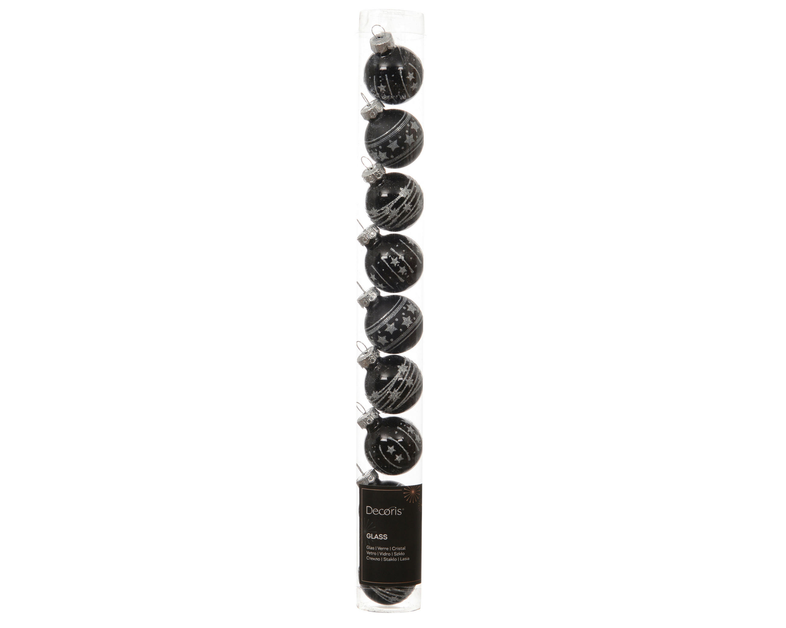 JULGRANSKULOR SET 3/3/3 cm 9 delar  - svart, Basics, glas (3/3/3cm)