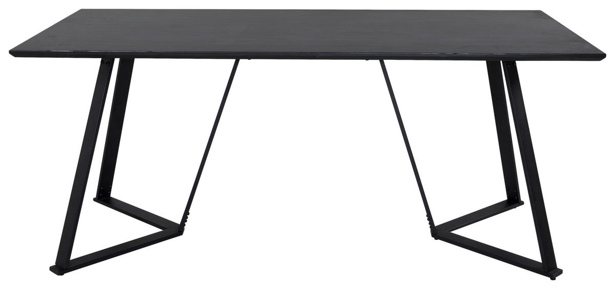 ESSTISCH furniert rechteckig Schwarz  - Schwarz, Design, Holzwerkstoff/Metall (180/90/75cm) - Livetastic