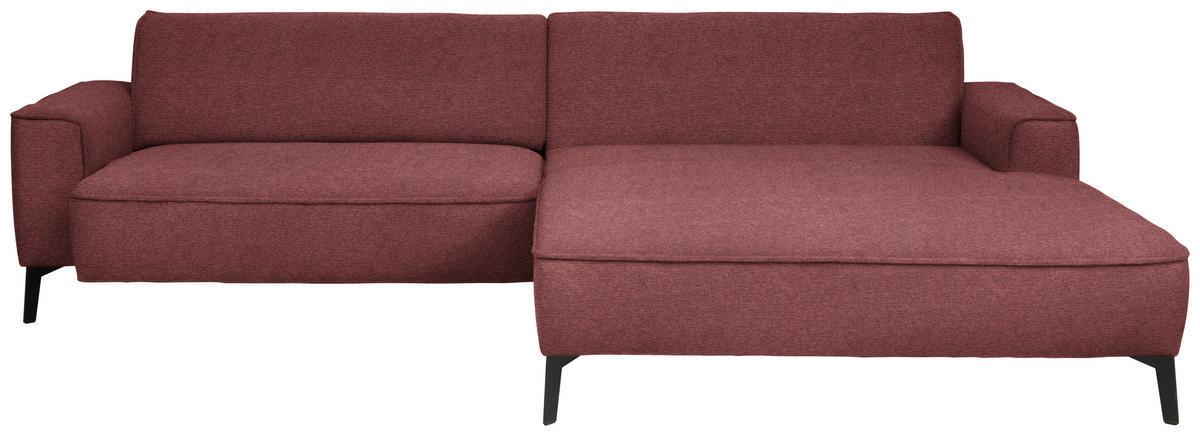ECKSOFA in Flachgewebe Rot  - Rot/Schwarz, Design, Textil/Metall (285/190cm) - Johann Jakob