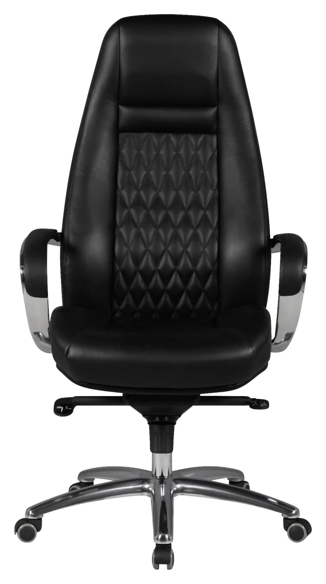 CHEFSESSEL Lederlook Schwarz  - Alufarben/Schwarz, MODERN, Leder/Kunststoff (68/130/68cm) - MID.YOU