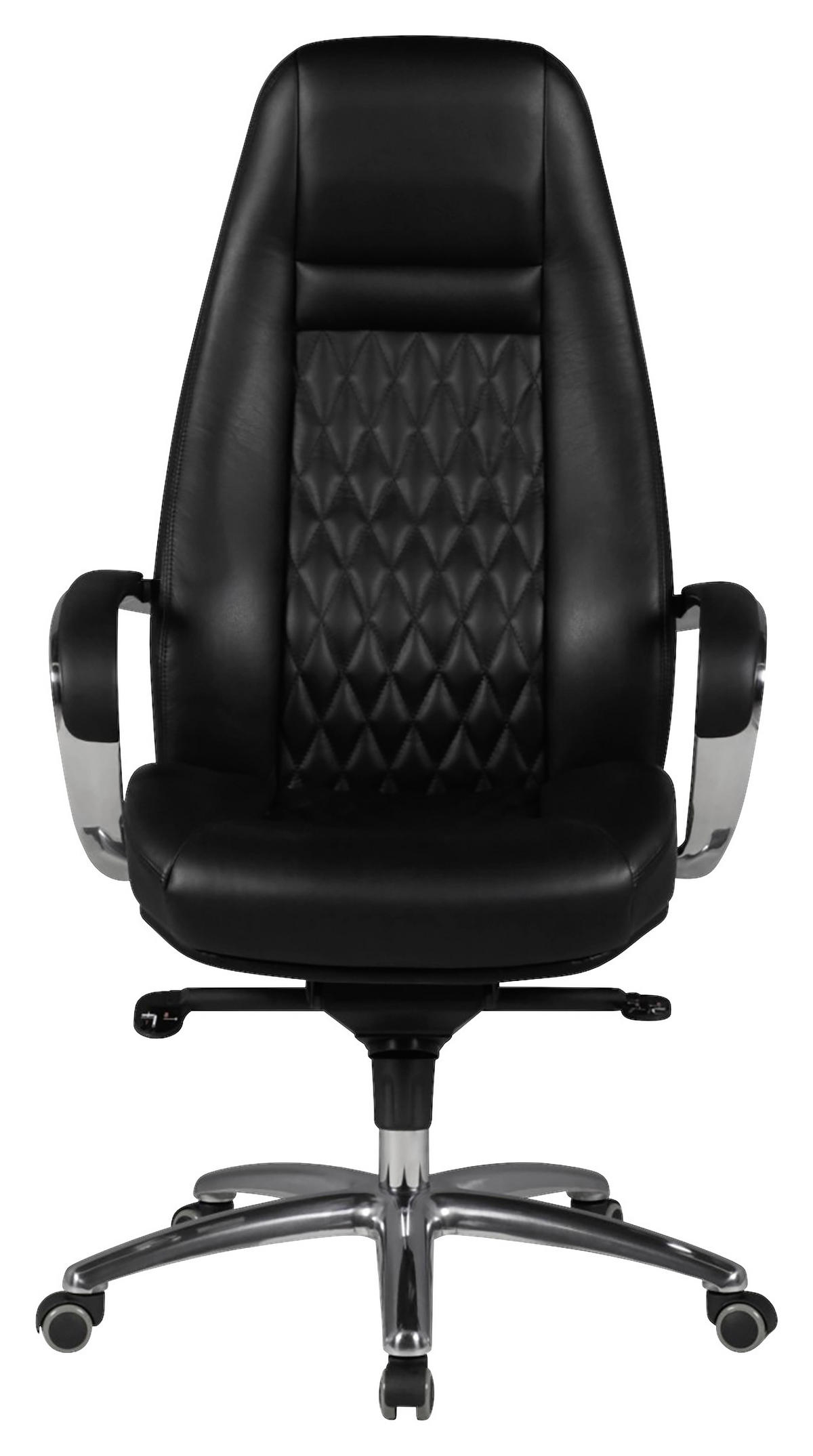 CHEFSESSEL  in Lederlook Schwarz  - Alufarben/Schwarz, Modern, Leder/Kunststoff (68/130/68cm) - MID.YOU