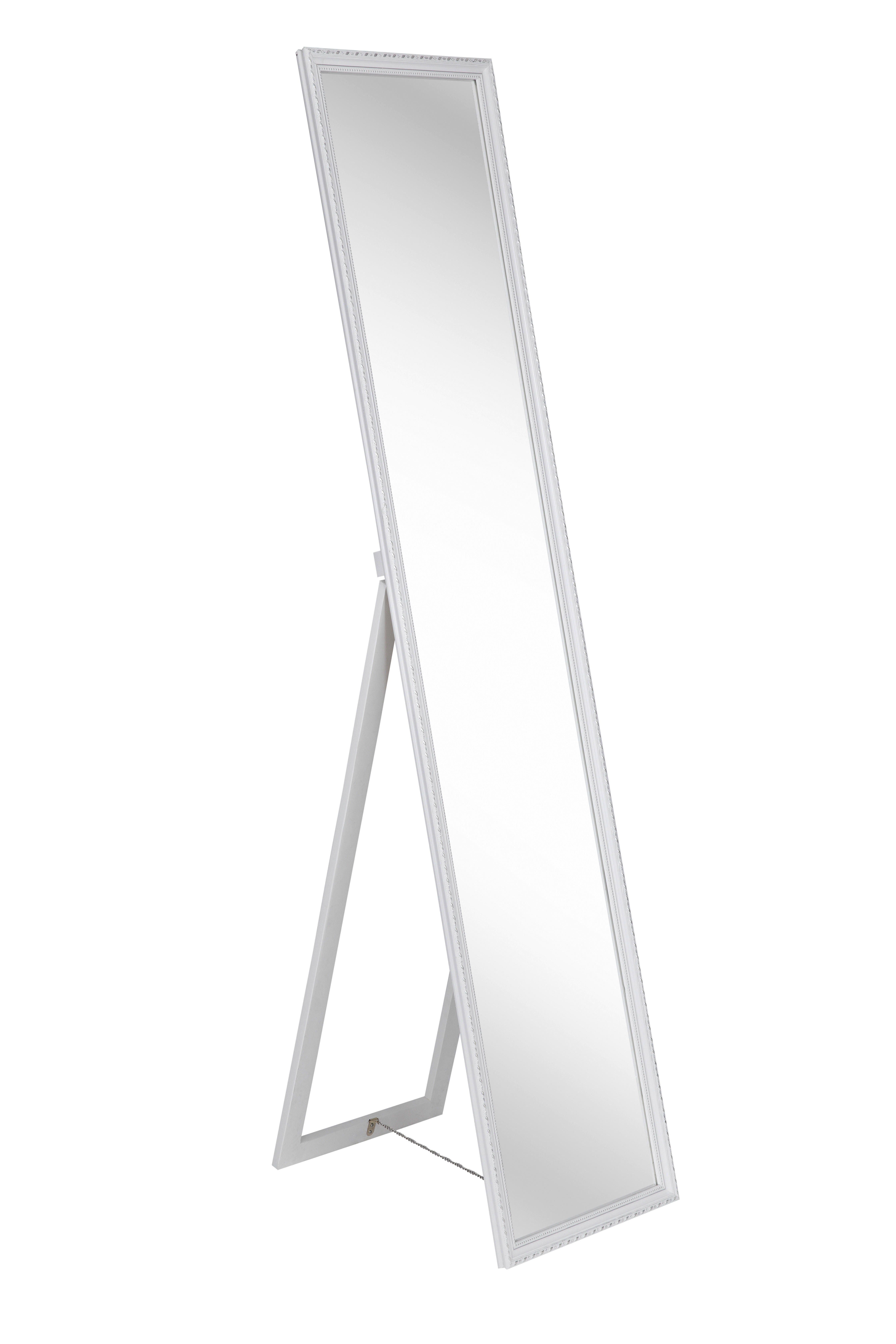 STANDSPIEGEL 34/160/3,8 cm  - Weiß, LIFESTYLE, Glas/Holz (34/160/3,8cm) - Carryhome