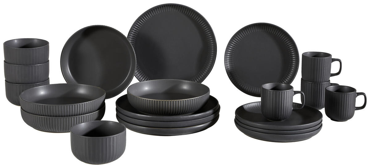SET DE VAISSELLE TIMELESS 20 pièces  - noir, Trend, céramique - Novel