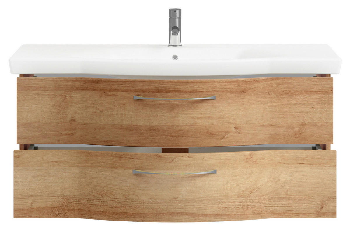 WASCHTISCHKOMBI 122 cm  - Chromfarben/Eichefarben, KONVENTIONELL, Keramik/Holzwerkstoff (122cm) - Pelipal