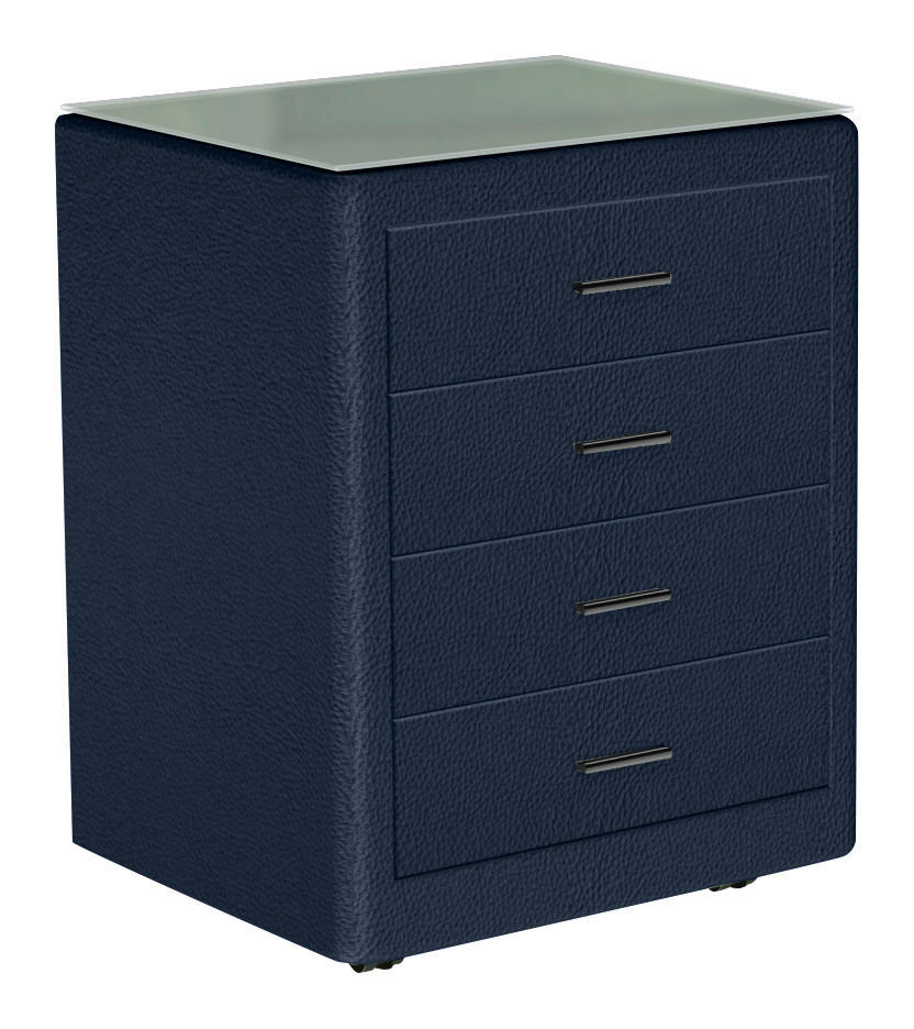 NACHTSCHRANK 50/64/41,5 cm  - Schwarz/Dunkelblau, KONVENTIONELL, Glas/Textil (50/64/41,5cm) - Dieter Knoll