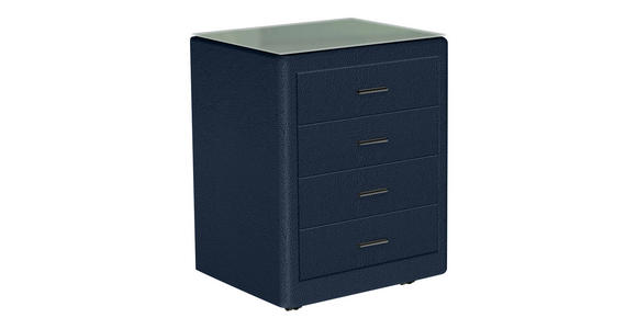 NACHTSCHRANK 50/64/41,5 cm  - Schwarz/Dunkelblau, KONVENTIONELL, Glas/Textil (50/64/41,5cm) - Dieter Knoll