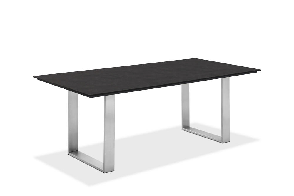 GARTENTISCH Kunststoff Grau, Edelstahlfarben rechteckig  - Edelstahlfarben/Grau, Design, Kunststoff/Metall (220/95/76cm)