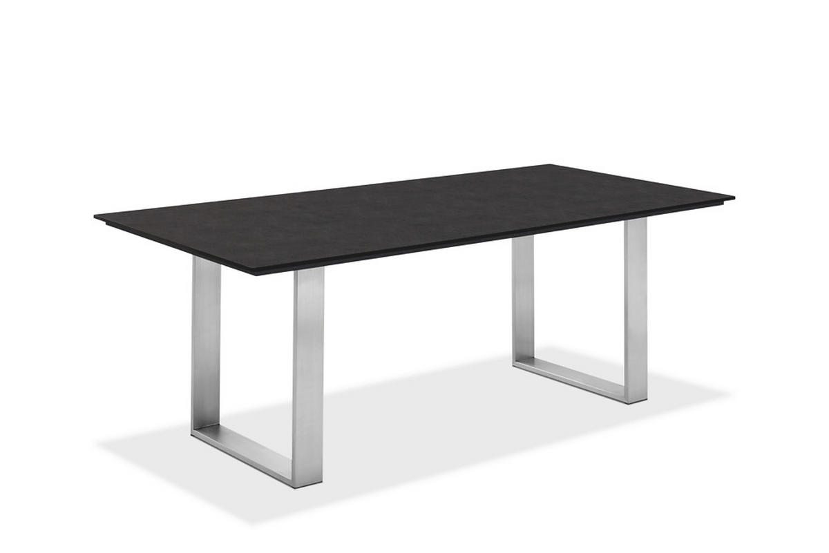 GARTENTISCH Kunststoff Edelstahlfarben, Grau rechteckig  - Edelstahlfarben/Grau, Design, Kunststoff/Metall (220/95/76cm)