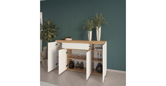 SIDEBOARD  160/93/38 cm 1 Schublade(n)  - Weiß/Eiche Artisan, MODERN, Holzwerkstoff (160/93/38cm) - Carryhome