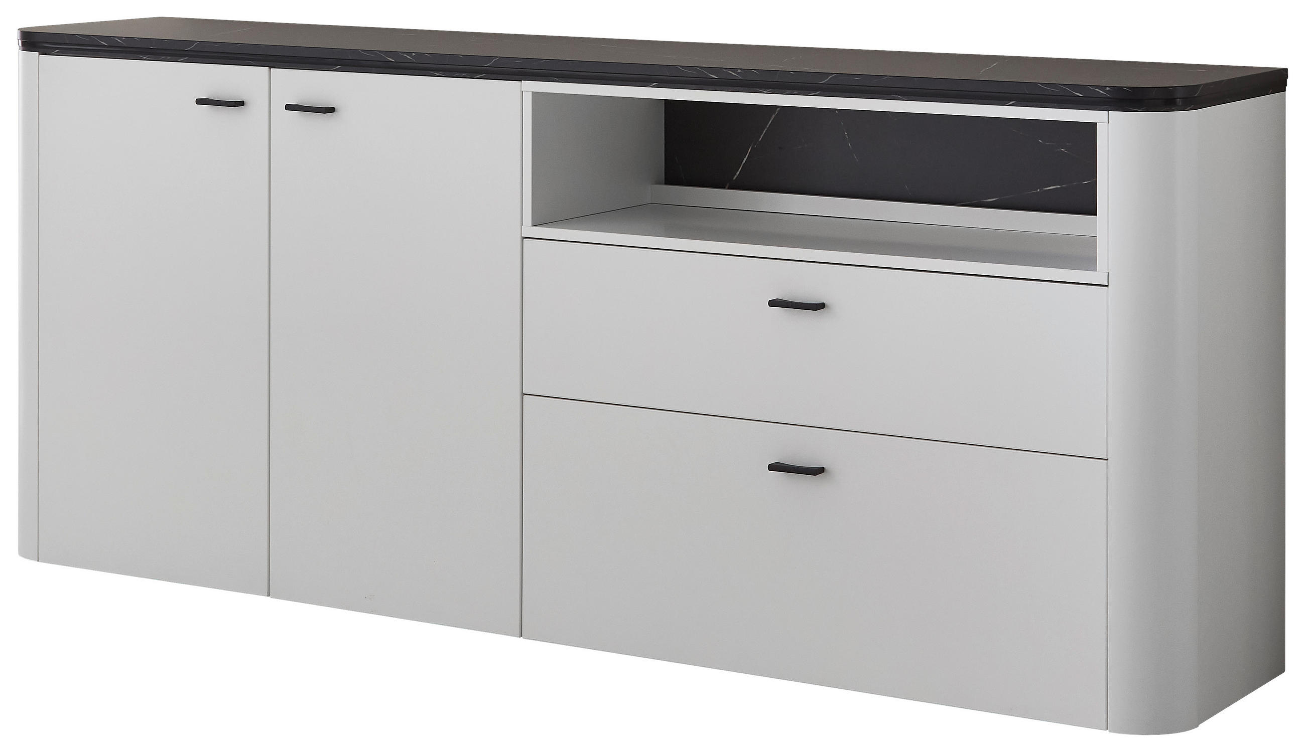 SIDEBOARD Weiß, Dunkelgrau  199/84,6/42,4 cm  - Dunkelgrau/Schwarz, Design, Holzwerkstoff/Kunststoff (199/84,6/42,4cm) - Xora
