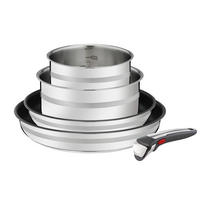 PFANNENSET Jamie Oliver INGENIO G6 5-teilig  - Edelstahlfarben/Schwarz, KONVENTIONELL, Glas/Metall (37/37/19,5cm) - Tefal