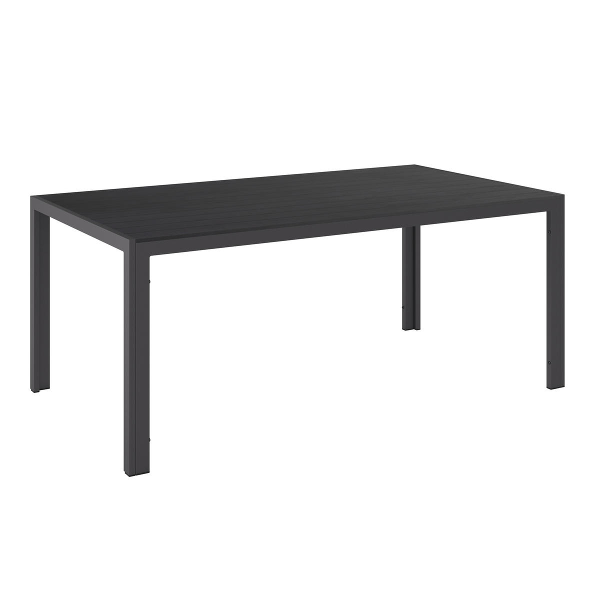 GARTENTISCH 180/74/100 cm Metall, Kunststoff Schwarz rechteckig  - Schwarz, MODERN, Kunststoff/Metall (180/74/100cm) - Ambia Garden