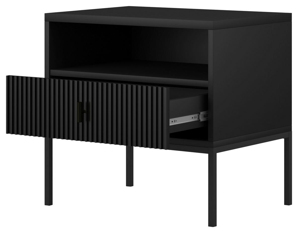 NACHTSCHRANK 53,9/52,4/39 cm  - Schwarz, Design, Holzwerkstoff/Metall (53,9/52,4/39cm) - Boxxx