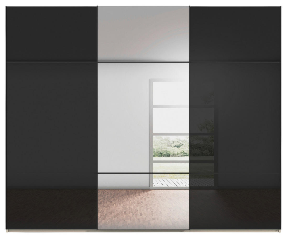 SCHWEBETÜRENSCHRANK in Schwarz, Champagner  - Champagner/Schwarz, Konventionell, Glas/Holzwerkstoff (271/223/68cm) - Novel