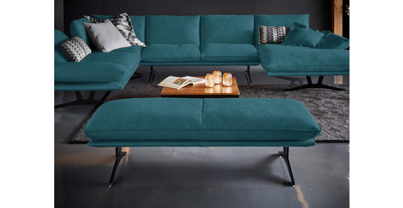 WOHNLANDSCHAFT in Echtleder Petrol - Petrol/Schwarz, Natur, Leder/Metall (217/359/155cm) - Dieter Knoll