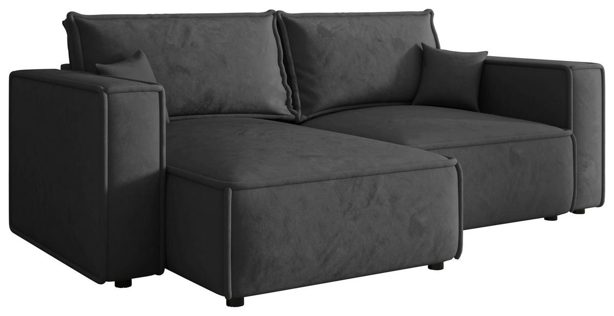 ECKSOFA Anthrazit Webstoff Zierkissen, Rückenkissen, Rücken echt  - Anthrazit/Schwarz, MODERN, Kunststoff/Textil (153/250cm) - Xora